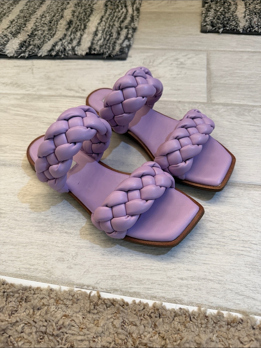 Steve Madden Lavender Braided Double-Strap Slide Sandals - Women